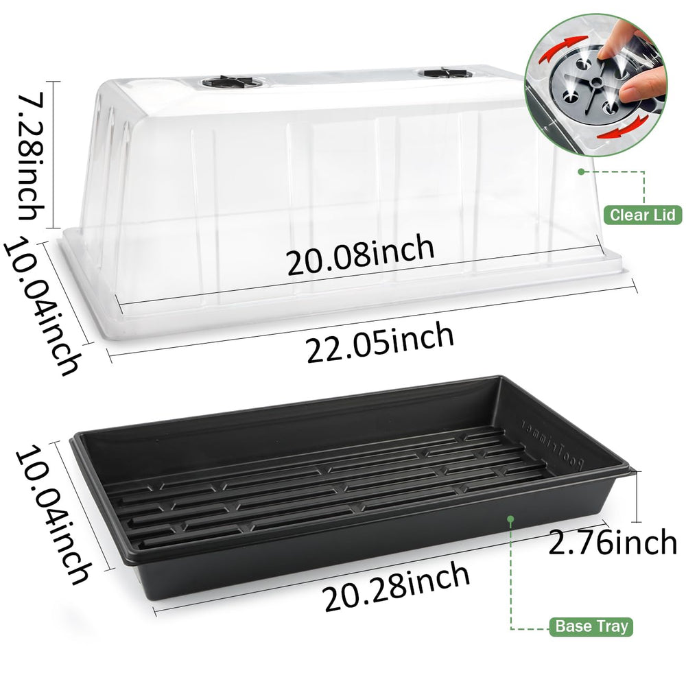 RooTrimmer 1020 seed starting tray with clear dome side view