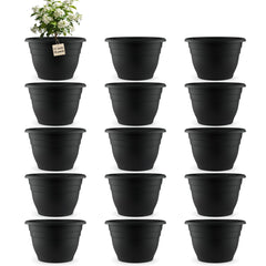 RooTrimmer 11 inch black plastic plant pots front view