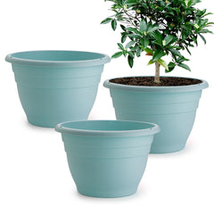 RooTrimmer 11 Inch Plant Pots set of three in sky blue