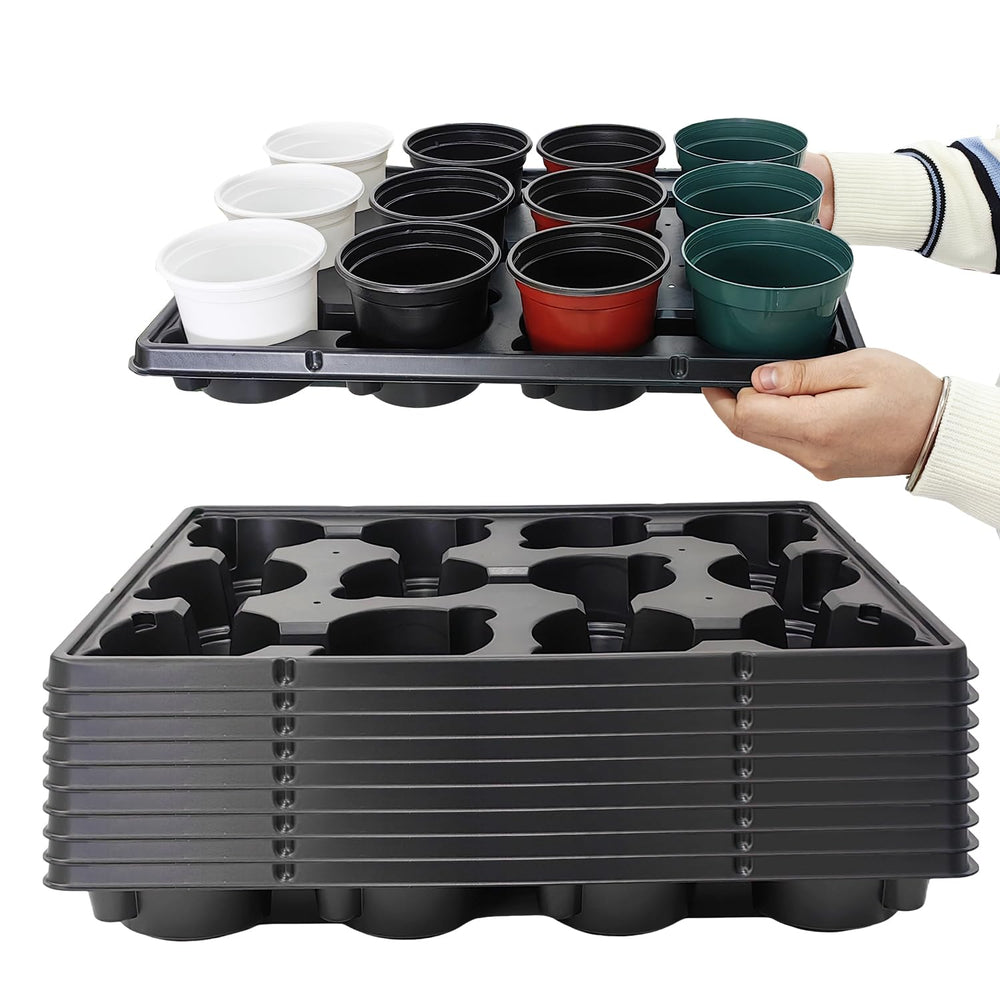 RooTrimmer 12 Cell Round Nursery Pots Tray black design with 12 cells