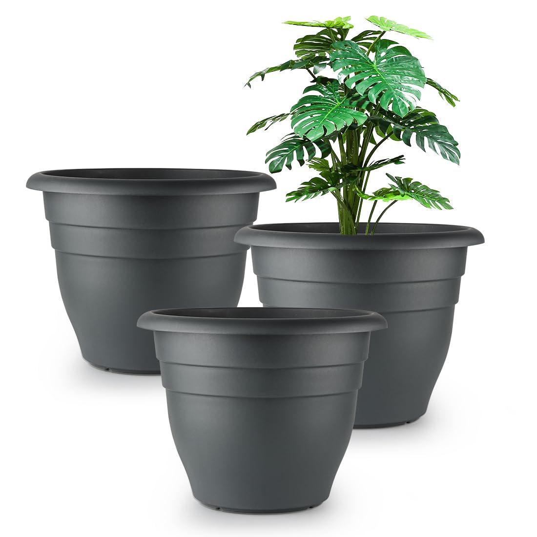 RooTrimmer 12 Inch Gray Plant Pot front view