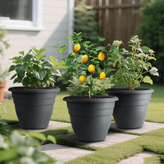 RooTrimmer 12 Inch Gray Plant Pot showing drainage hole