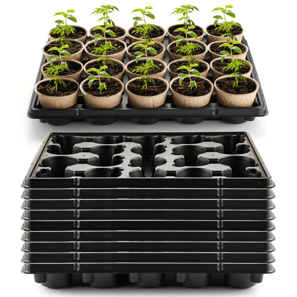 RooTrimmer 20-cell plant tray front view, black