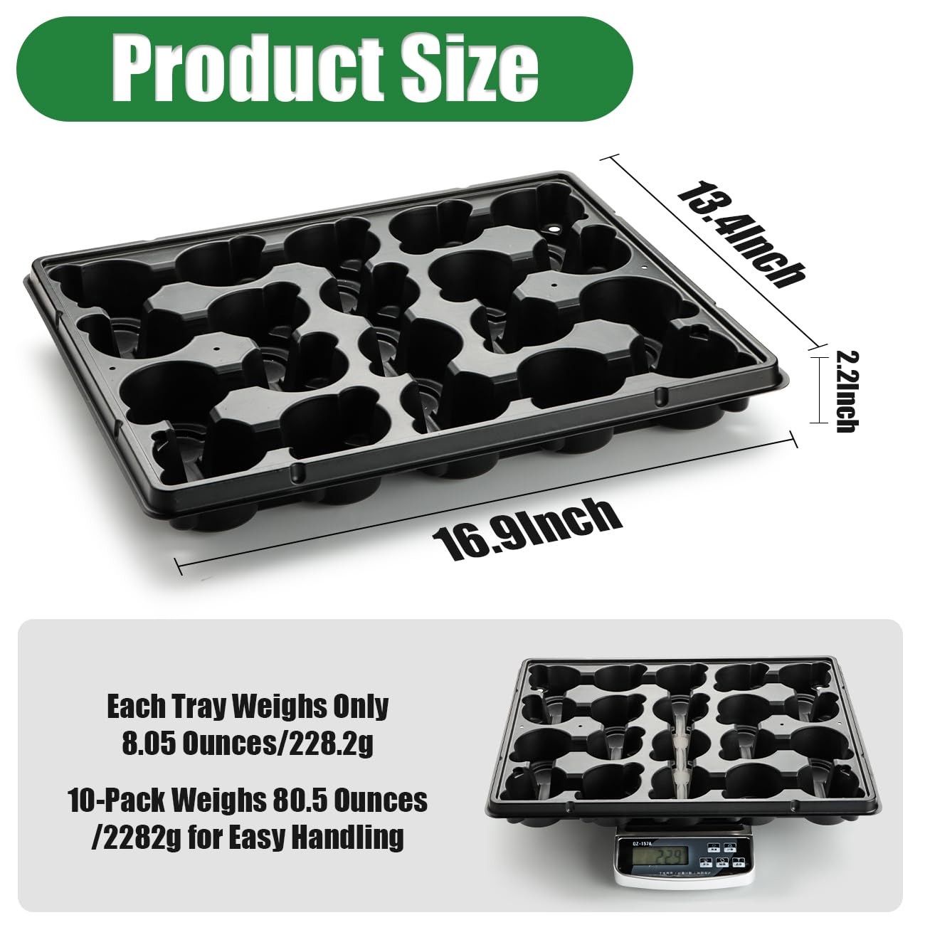 RooTrimmer 20-cell plant tray showing drainage holes