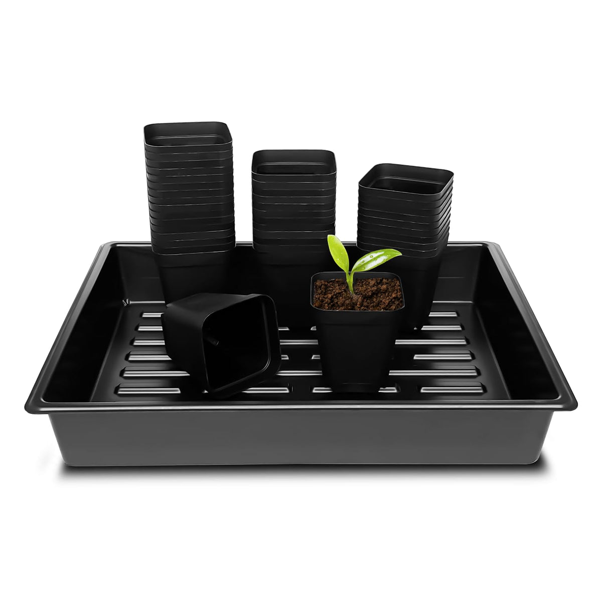 RooTrimmer 3.15 inch square nursery pots set with trays
