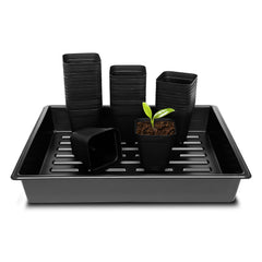 RooTrimmer 3.15 inch square nursery pots set with trays