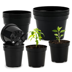 RooTrimmer 4/6/8 Inch Nursery Pots 15 Pack arranged in a tray
