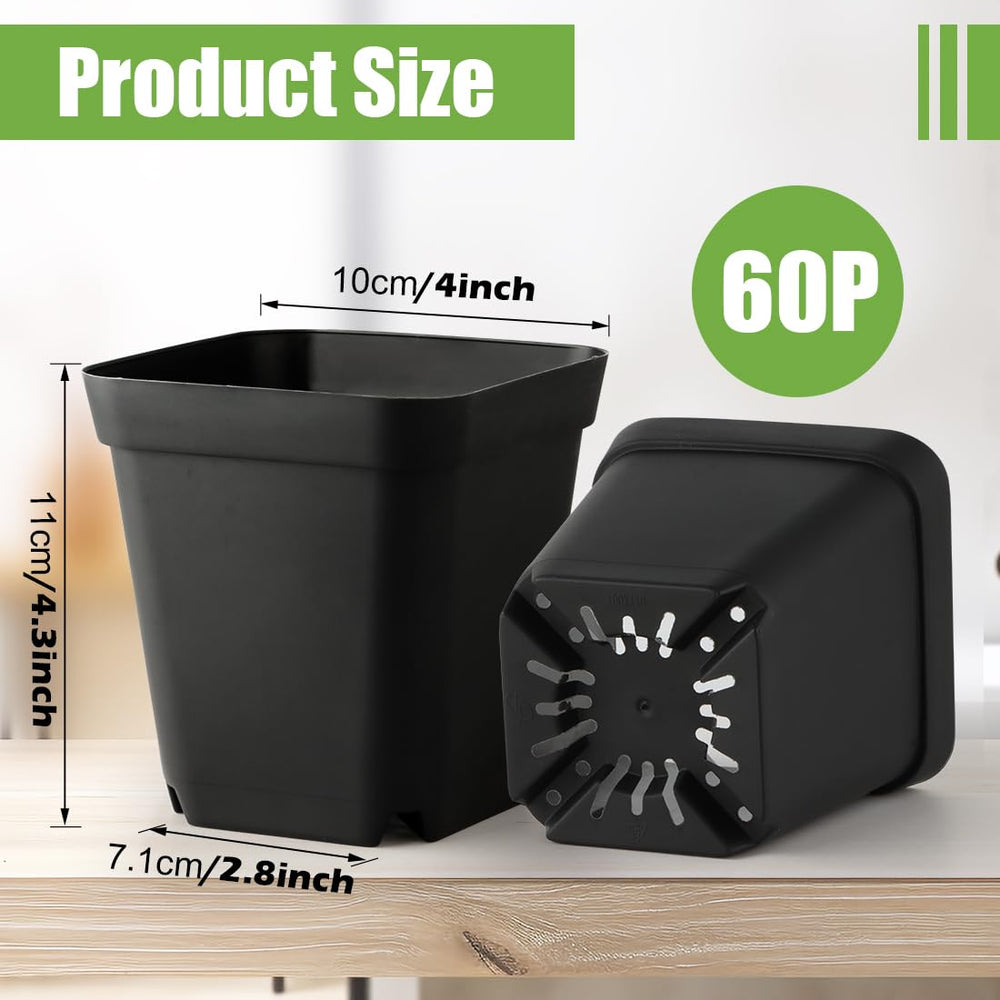 RooTrimmer 4 Inch Square Nursery Pot filled with soil