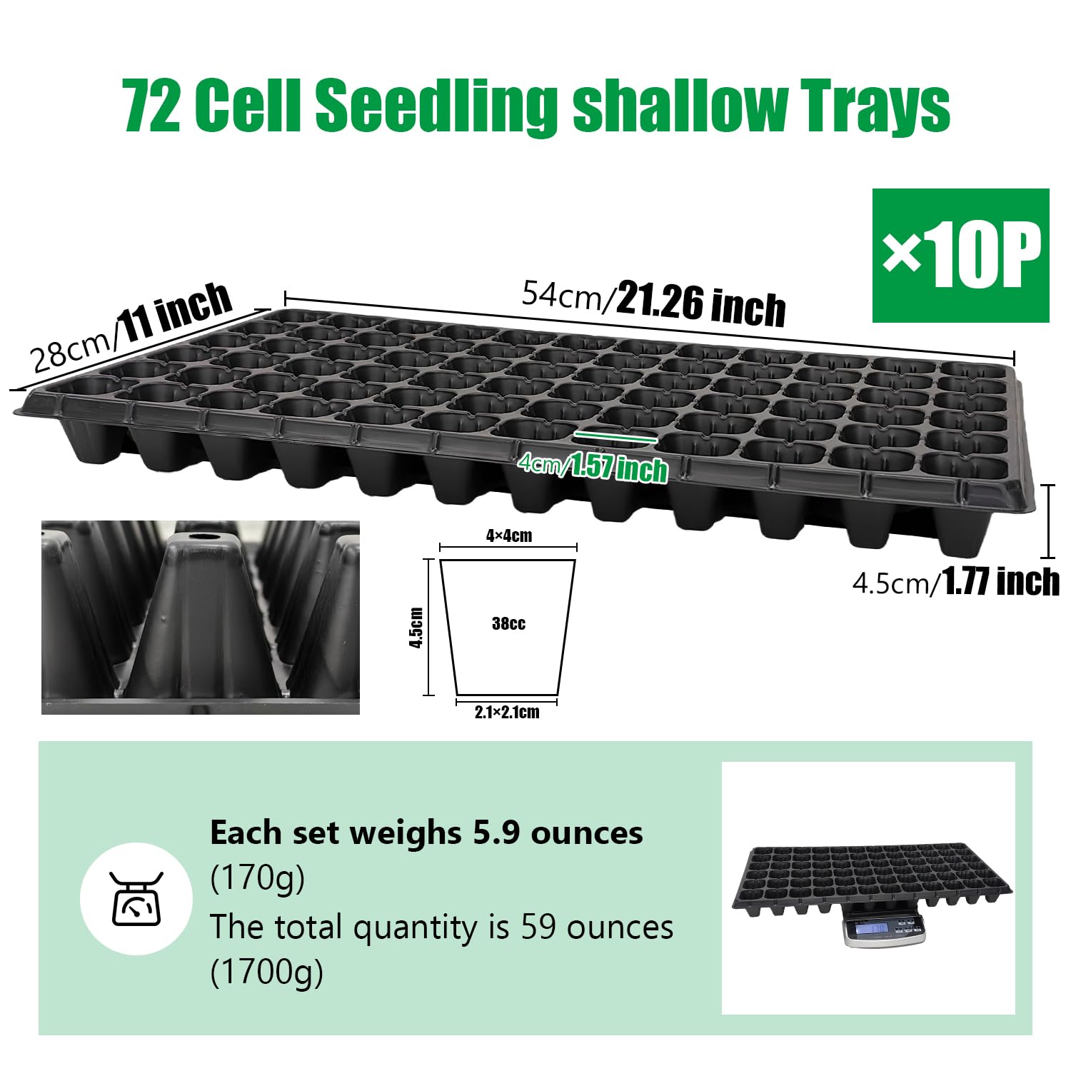 RooTrimmer 72 Cell Seed Tray side view showing thickness