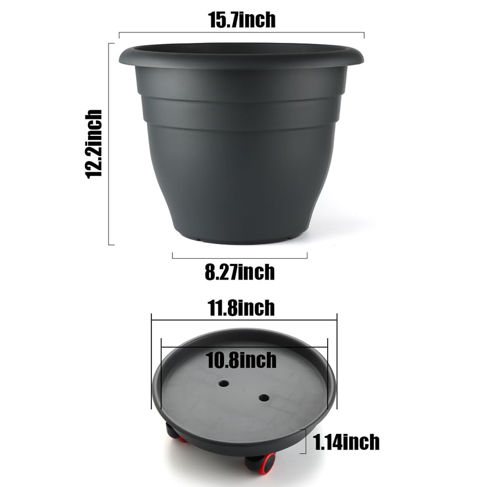 RooTrimmer black plant pot with large monstera plant inside