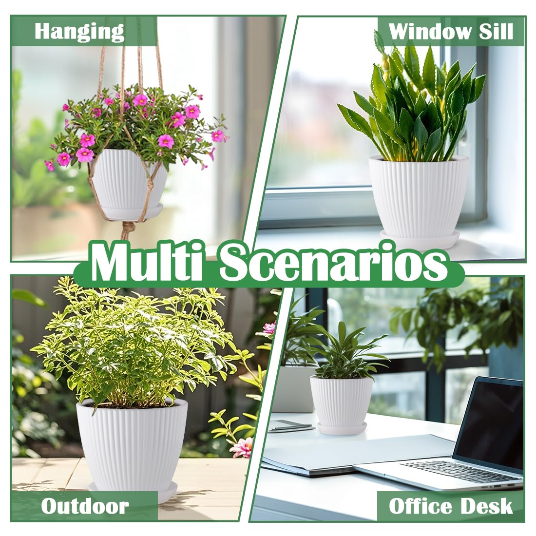 RooTrimmer multi size plant pots on a desk with indoor plants