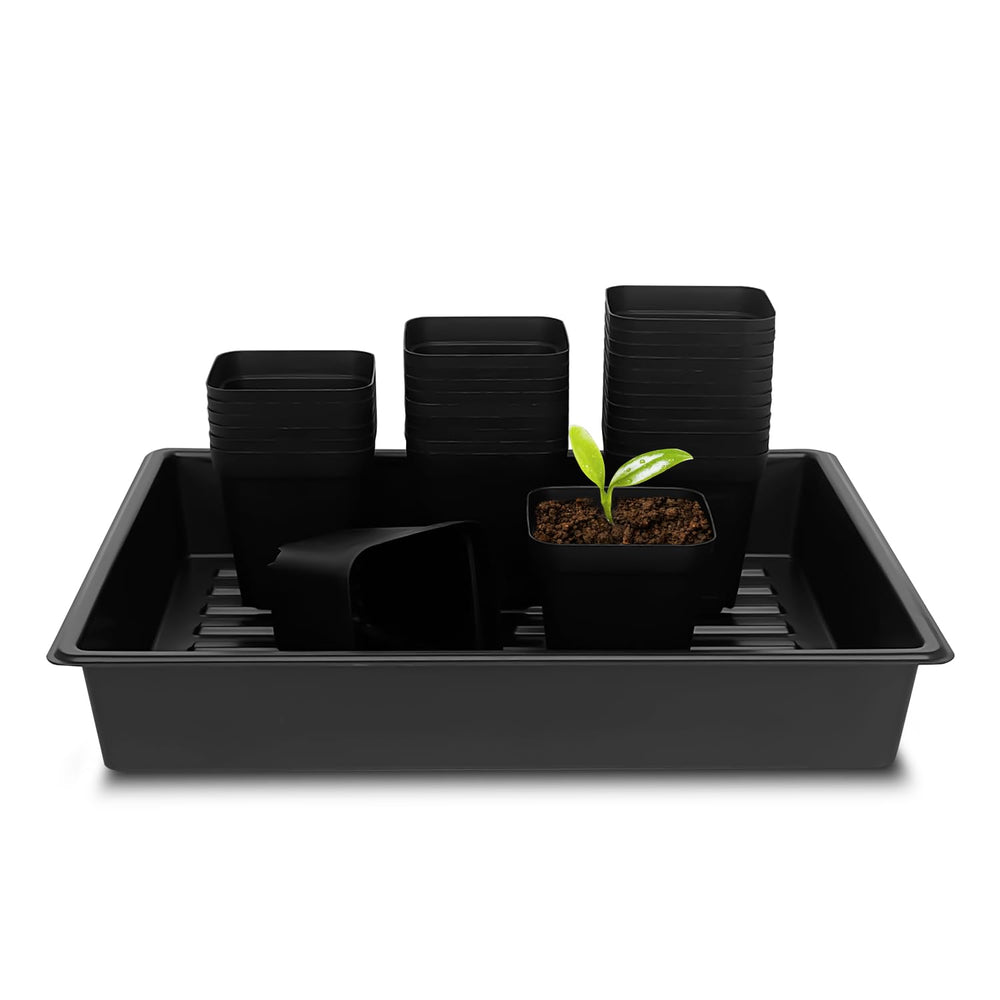 RooTrimmer nursery pots 4 inch square with tray set