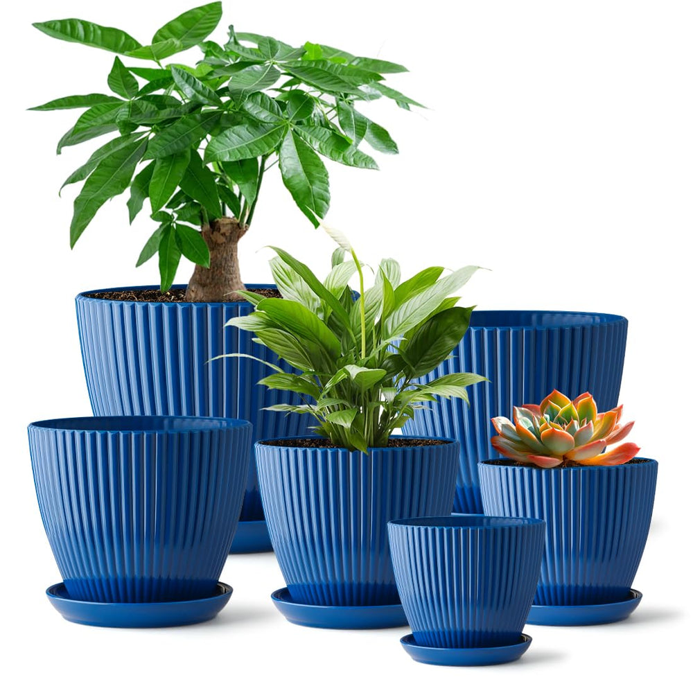 RooTrimmer Plant Pots Set, Blue, with various sizes displayed