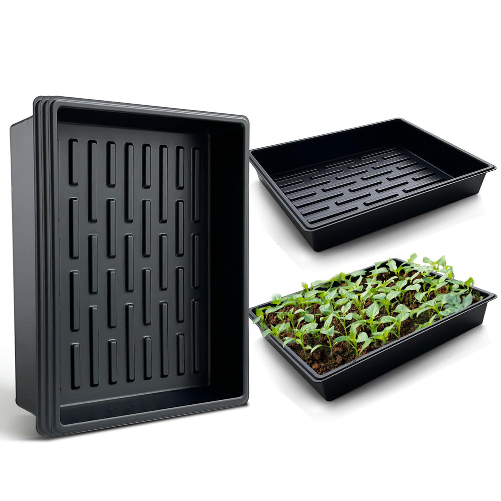 RooTrimmer Seed Starter Tray, 5 pack, black front view
