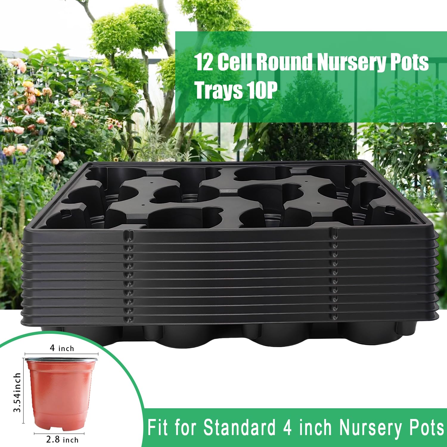 RooTrimmer tray with seedlings planted in 4 inch pots