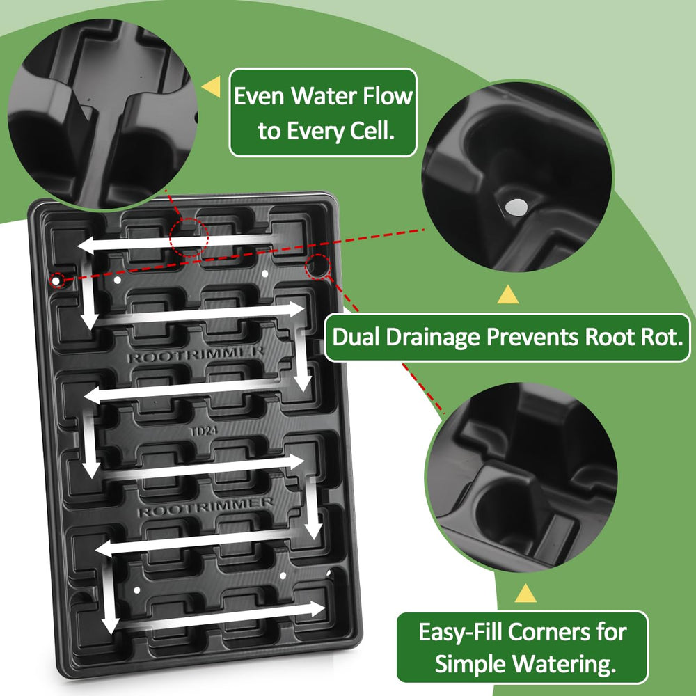 RooTrimmer trays showcasing drainage holes
