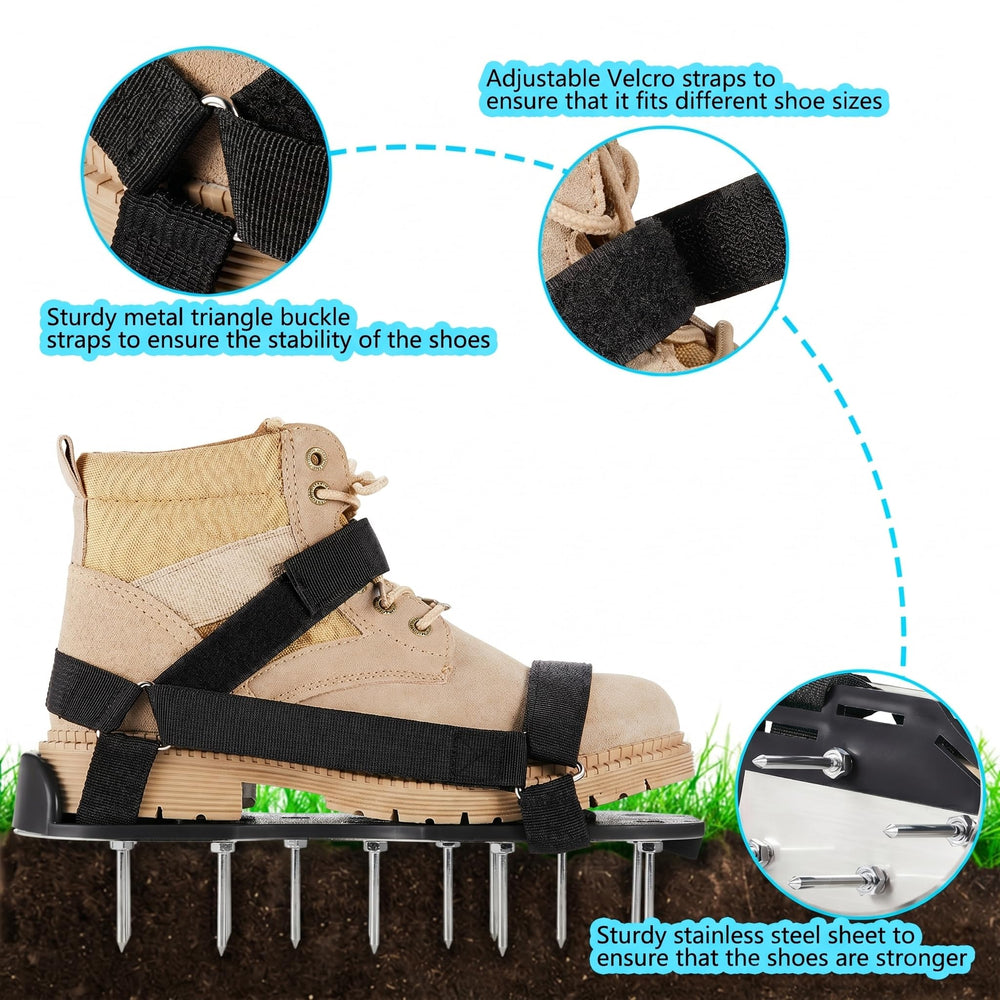 rosgel Lawn Aerator Shoes front view showing adjustable straps