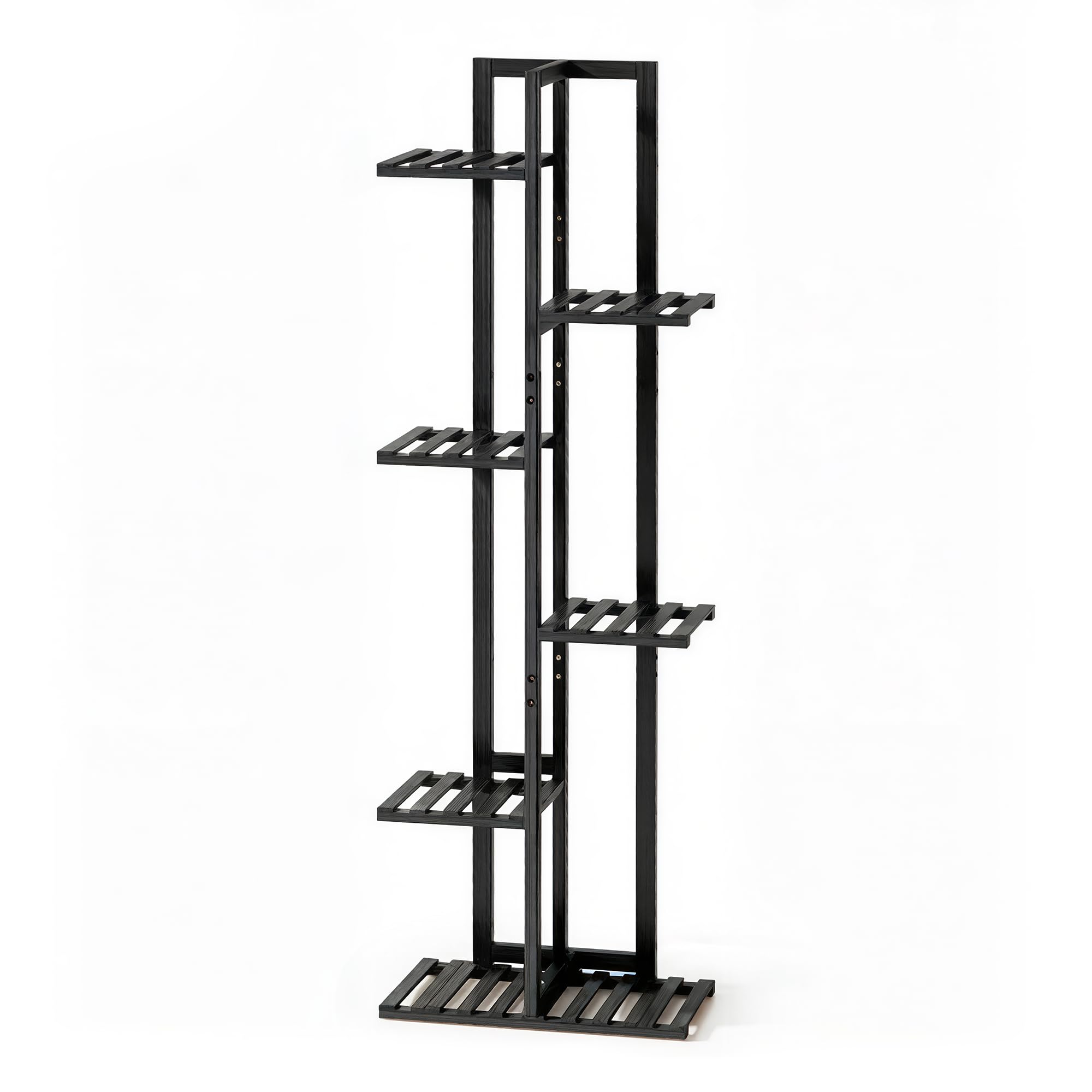 ROSSNY 48 Inch Tall Bamboo Plant Stand front view with six tiers