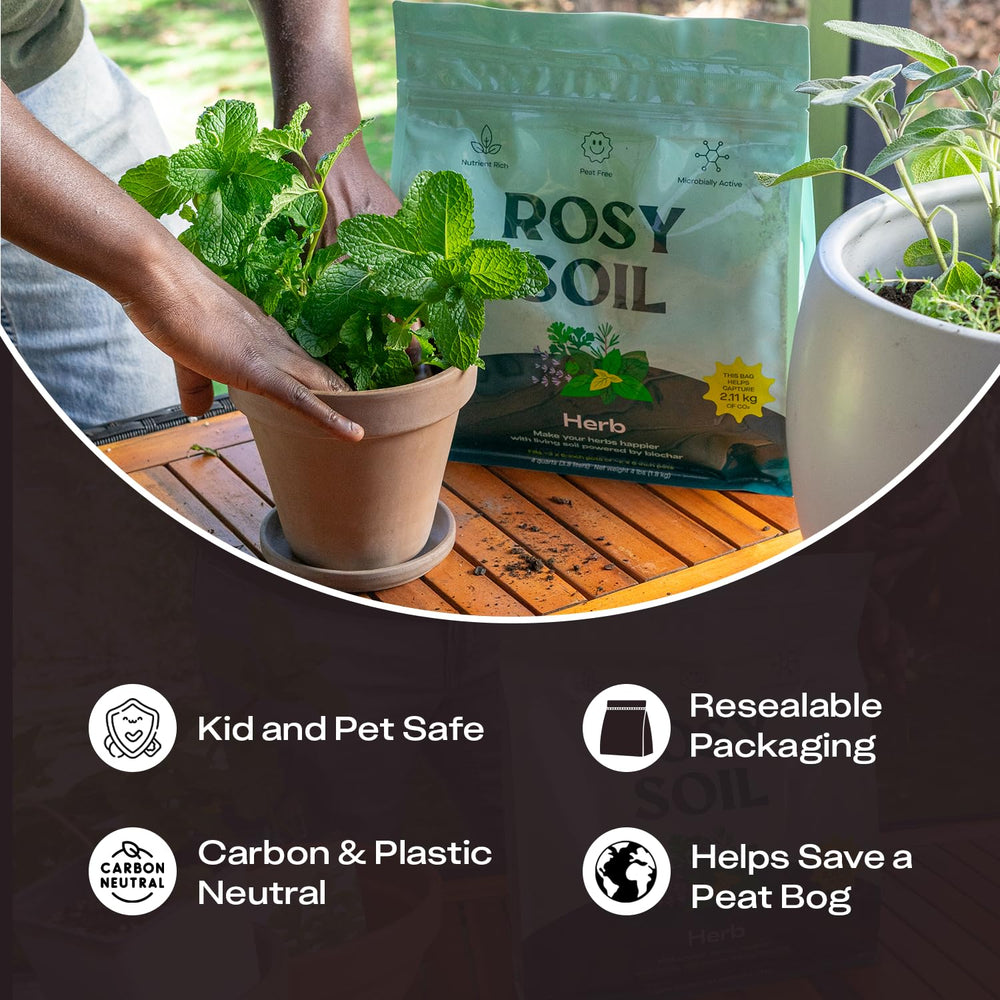 Rosy Soil bag in garden setting