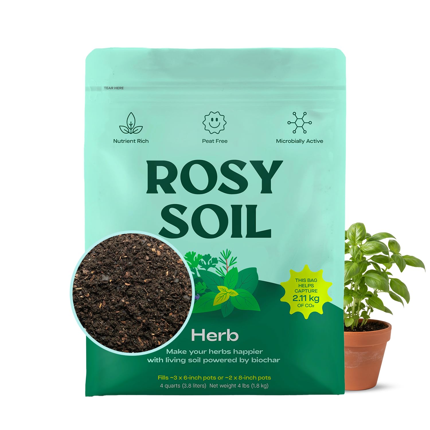 Rosy Soil Herb Mix 4 Quarts front view