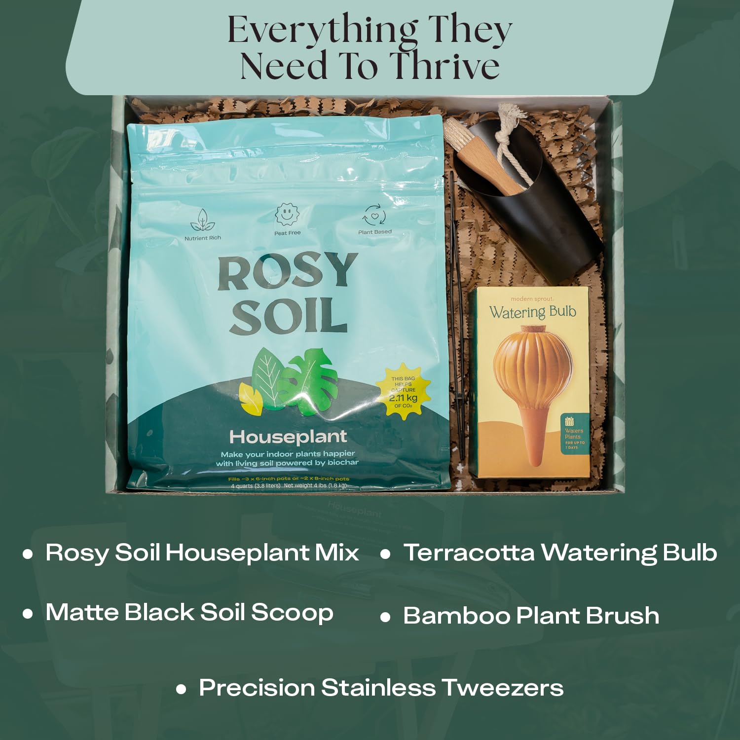 Rosy Soil Houseplant Mix 4-quart bag inside gift box