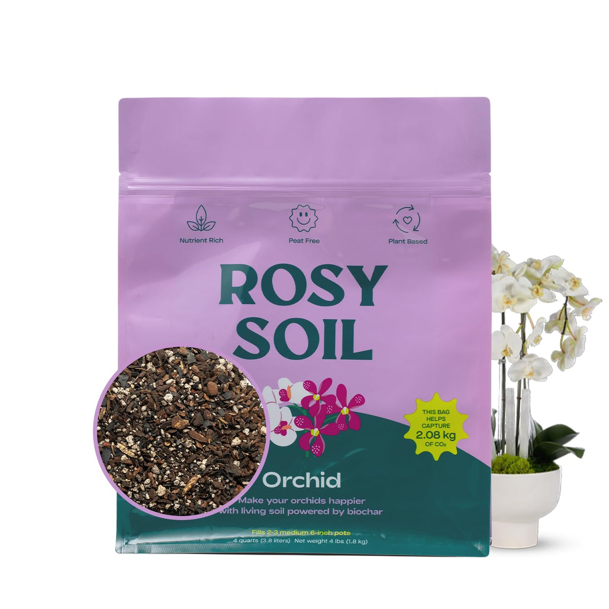 Rosy Soil Orchid Potting Mix 4 Quarts package front view