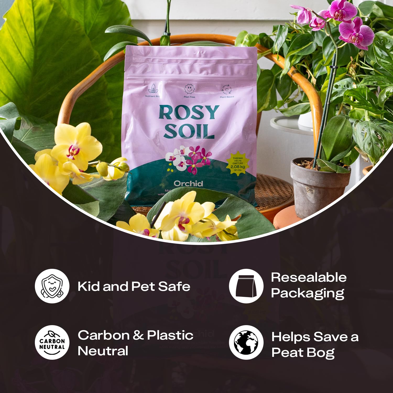 Rosy Soil Orchid Potting Mix 4 Quarts package side view