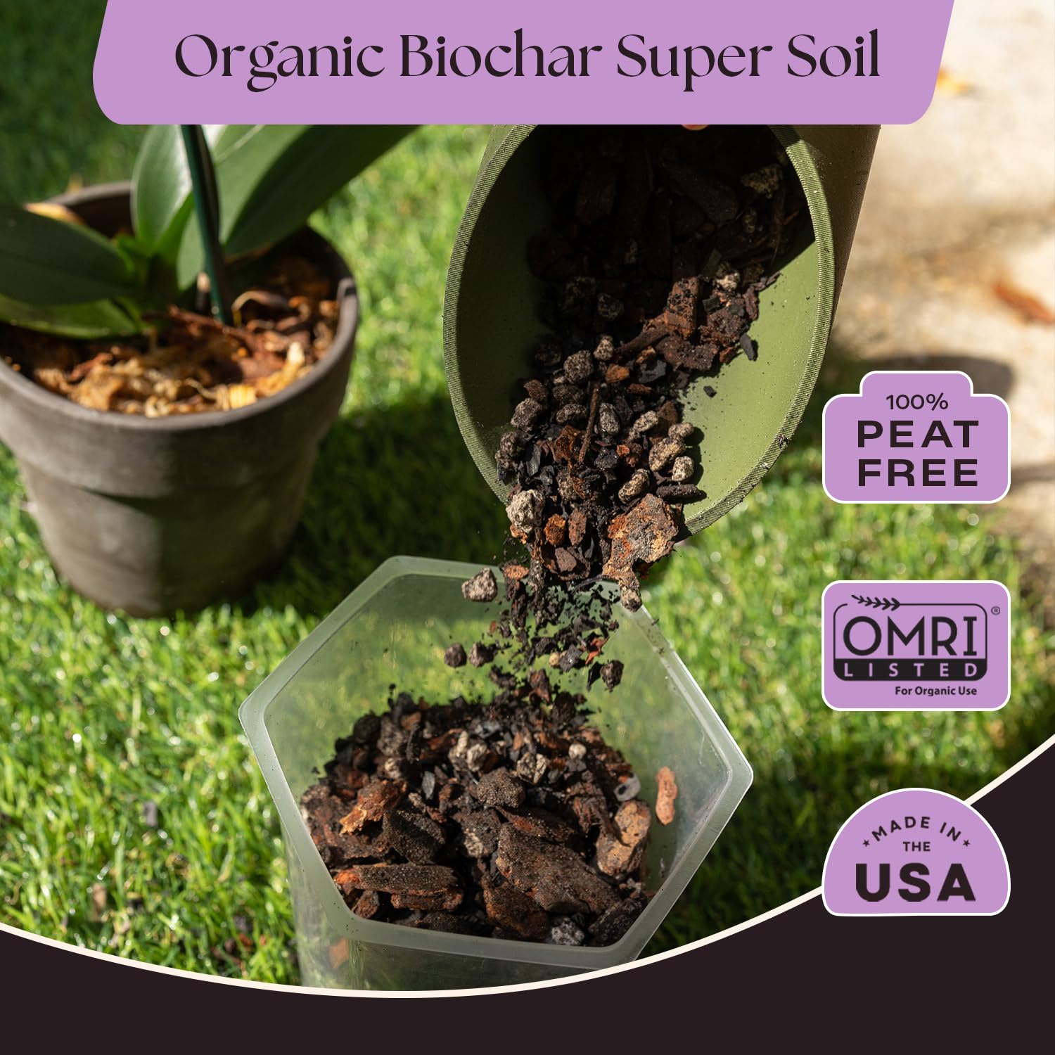 Rosy Soil Orchid Potting Mix in a gardening setting
