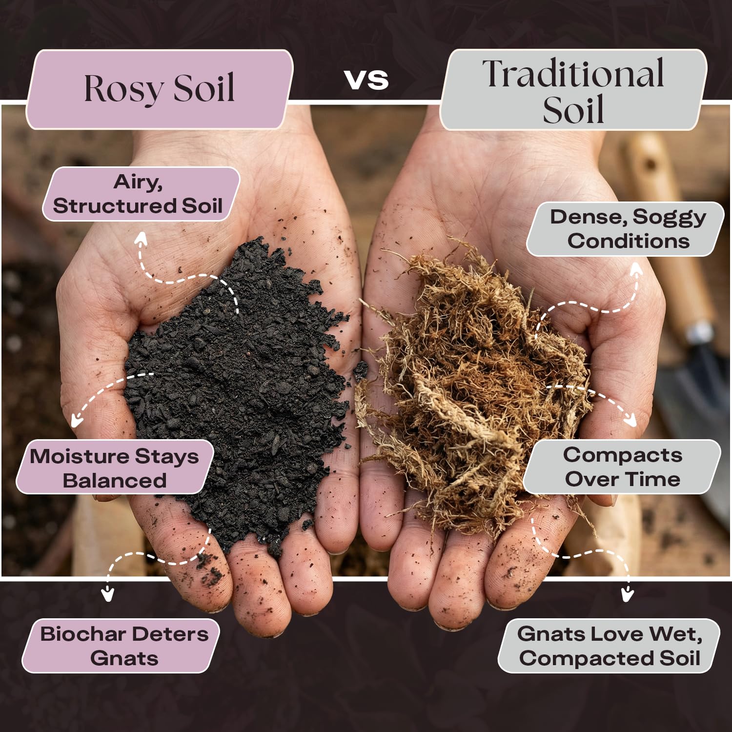 Rosy Soil Seedling Starter Soil Mix being poured into a seed tray