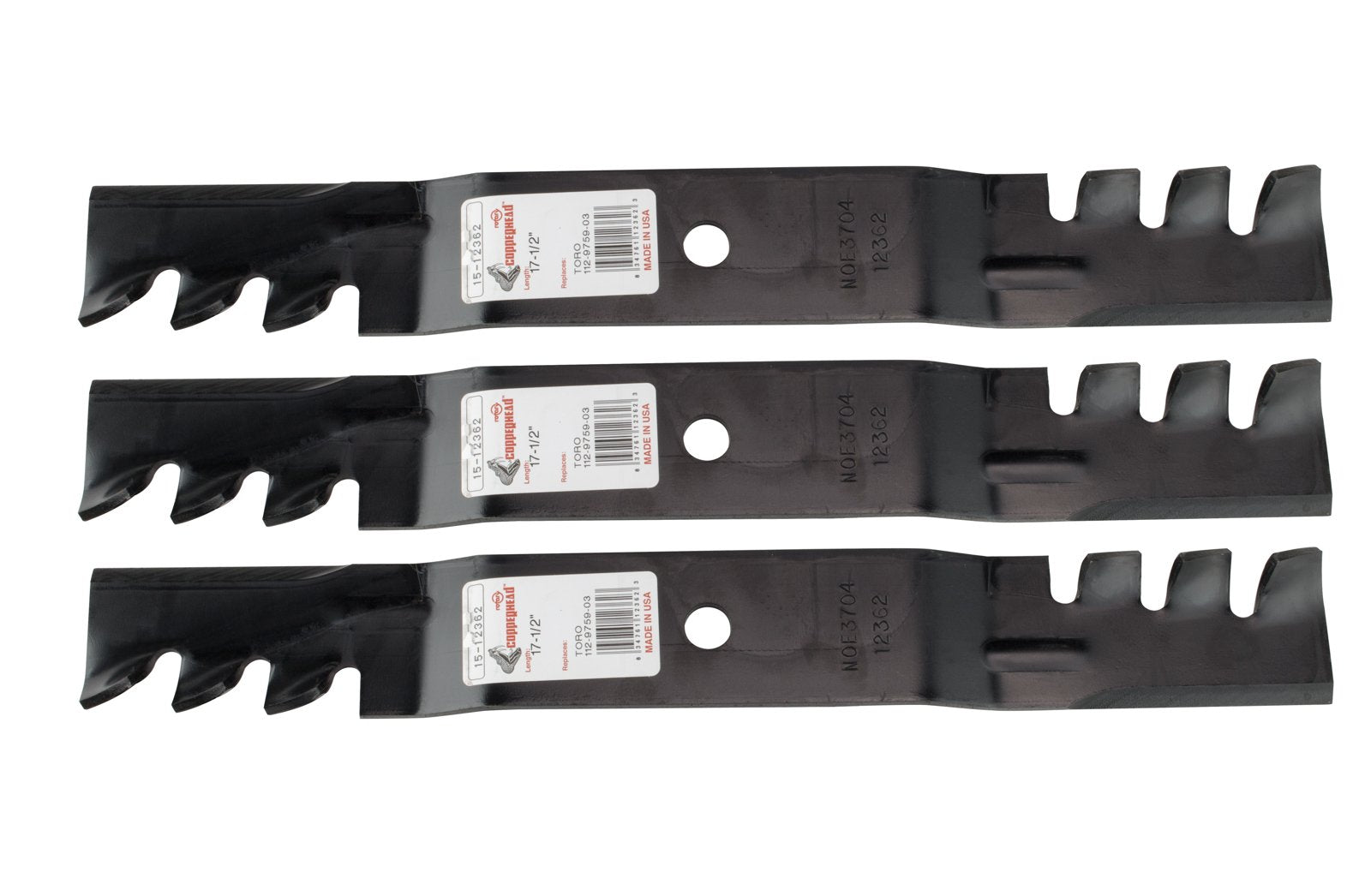 Rotary mulching mower blades set of three for Toro Timecutter