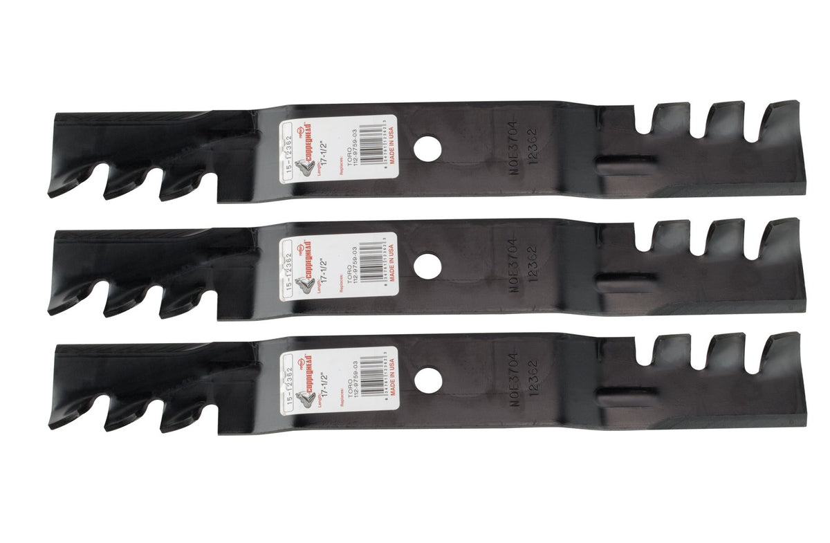 Rotary mulching mower blades set of three for Toro Timecutter