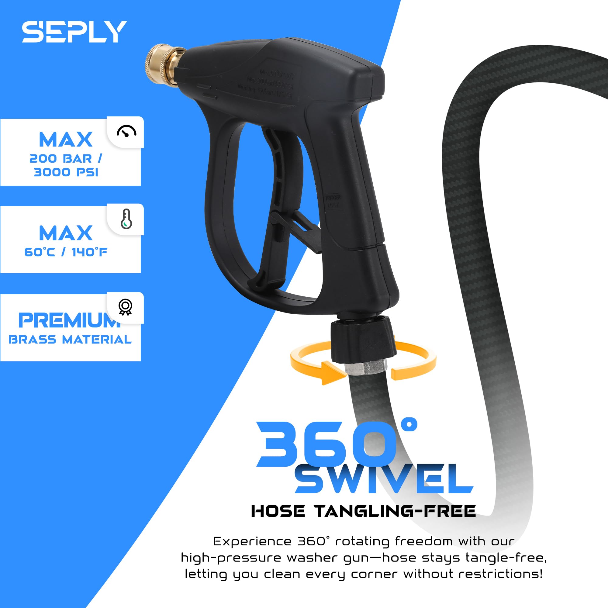 Rotating nozzle for 360-degree coverage included in SEPLY kit