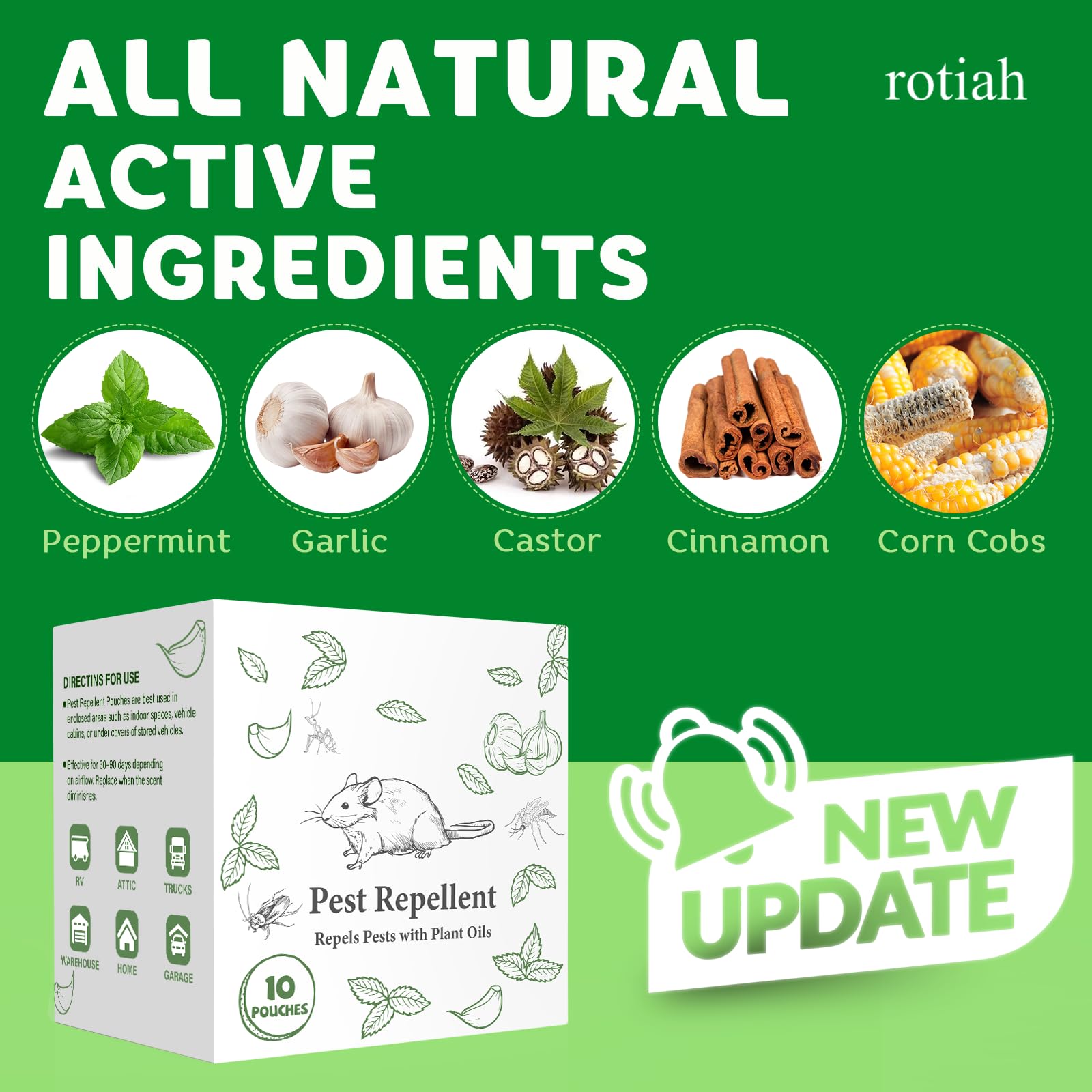 ROTIAH repellent pouch with peppermint oil close-up