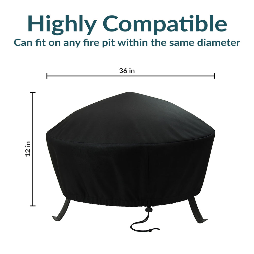 Round fire pit cover with toggle system for secure fit