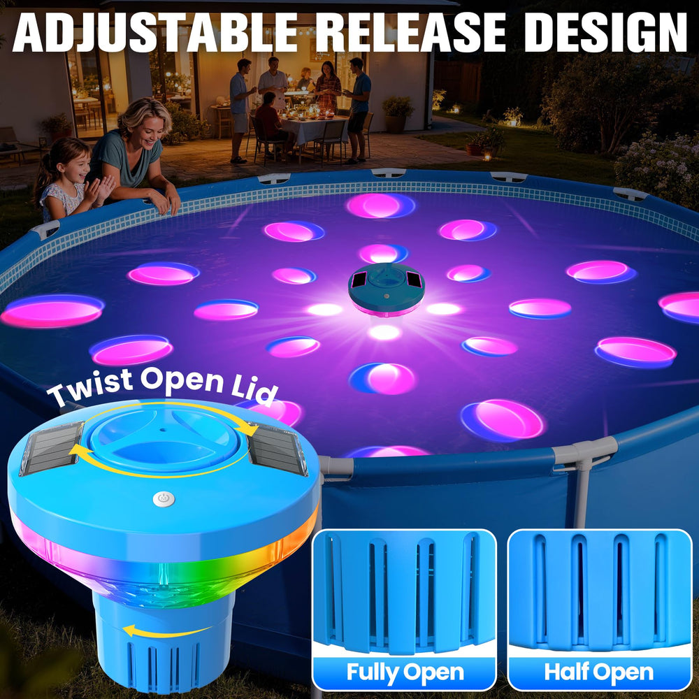 RovPool Pool Chlorine Floater beside chlorine tablets