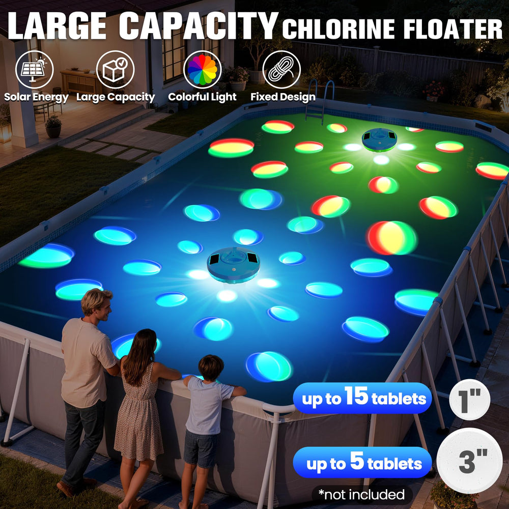 RovPool Pool Chlorine Floater in a swimming pool setting