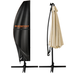 ROWYEET Patio Umbrella Cover front view in black and orange