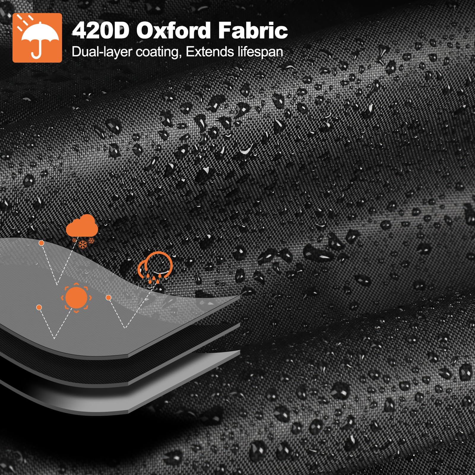 ROWYEET Patio Umbrella Cover packed in storage bag