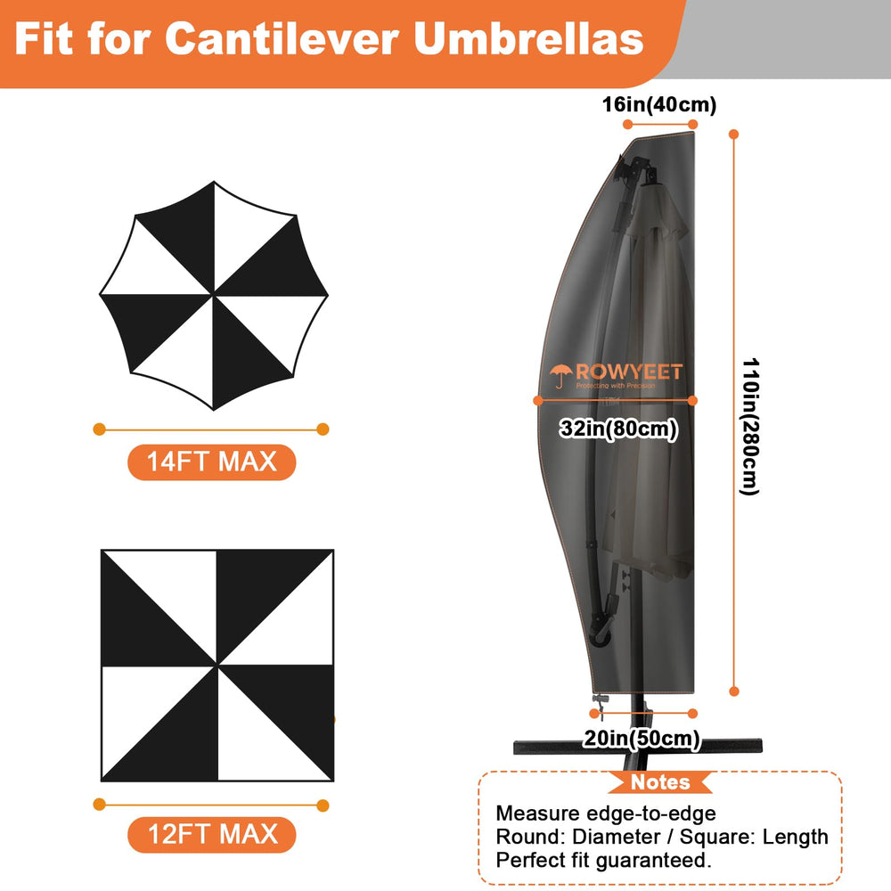ROWYEET umbrella cover showing adjustable buckle and drawstring