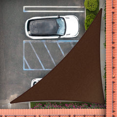Royal Shade 18' x 18' x 25.5' Brown Triangle Sun Shade Sail front view