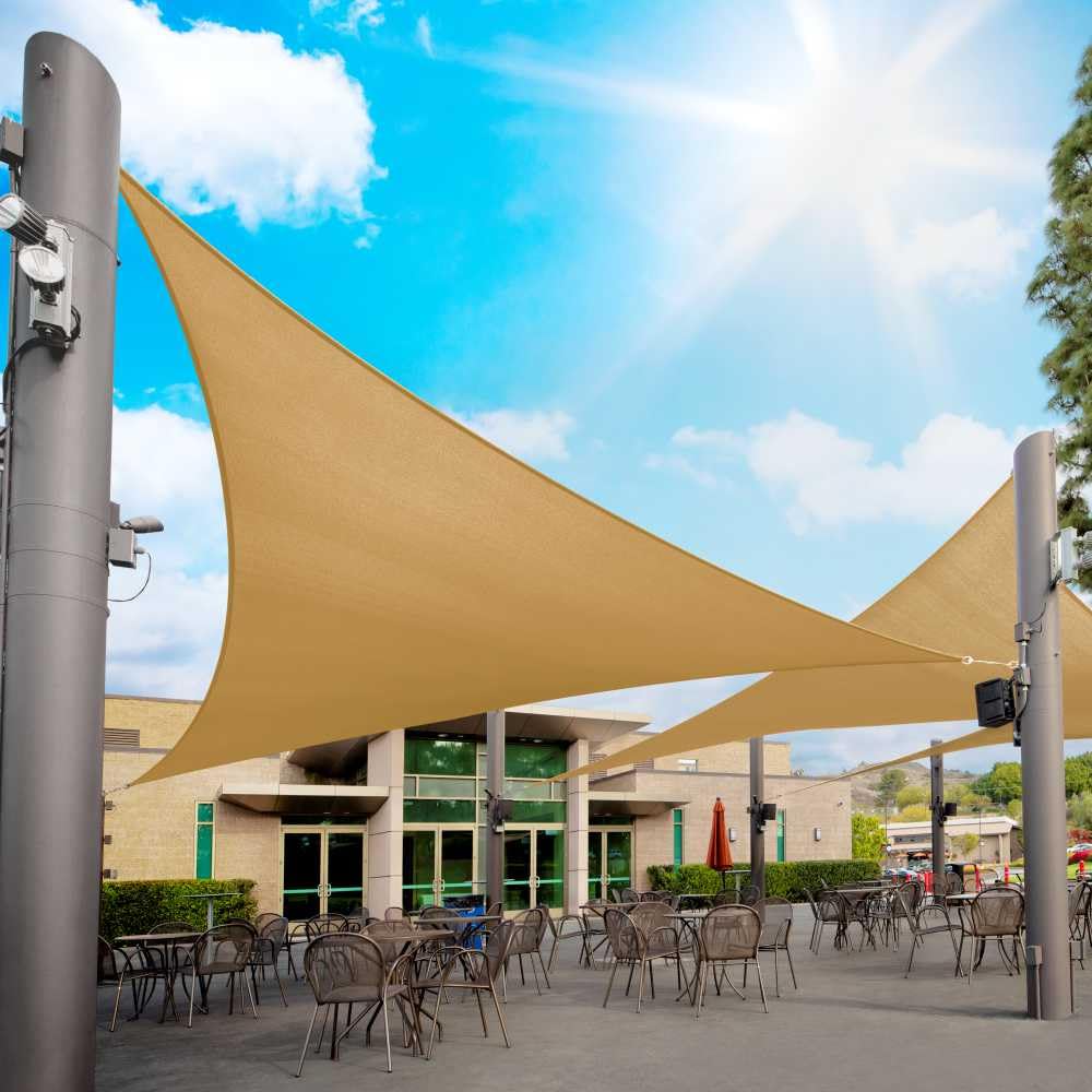 Royal Shade 20' x 20' Sand Triangle Sun Shade Sail front view