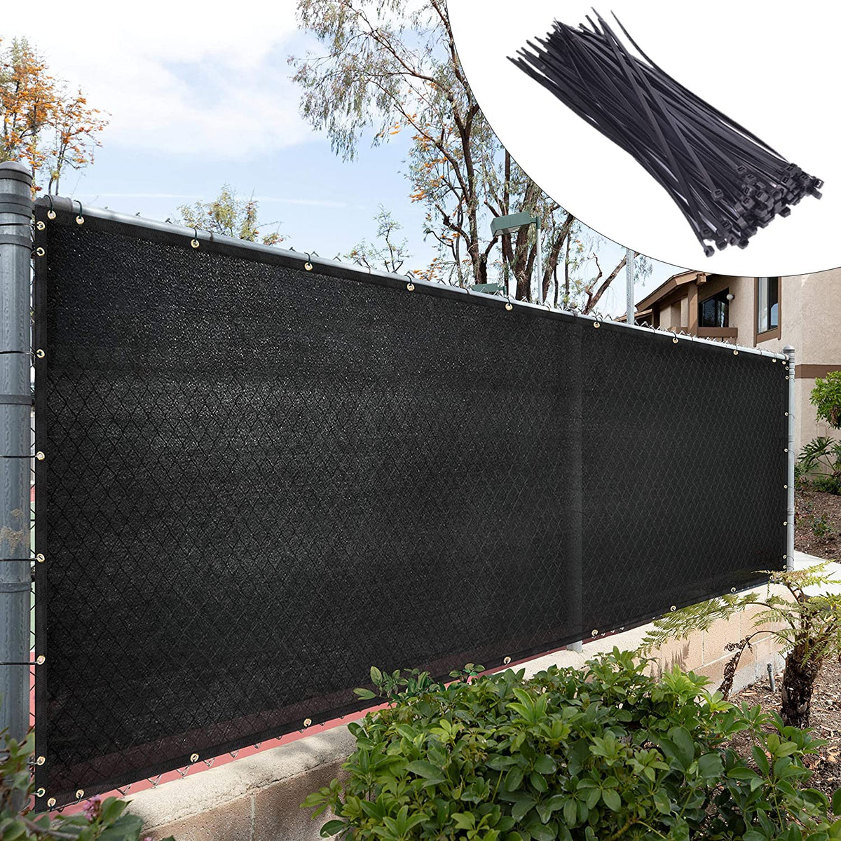 Royal Shade 5' x 8' Black Fence Privacy Screen front view