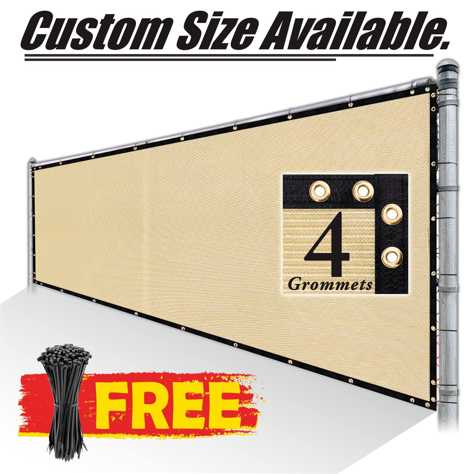 Royal Shade privacy screen with grommets detail