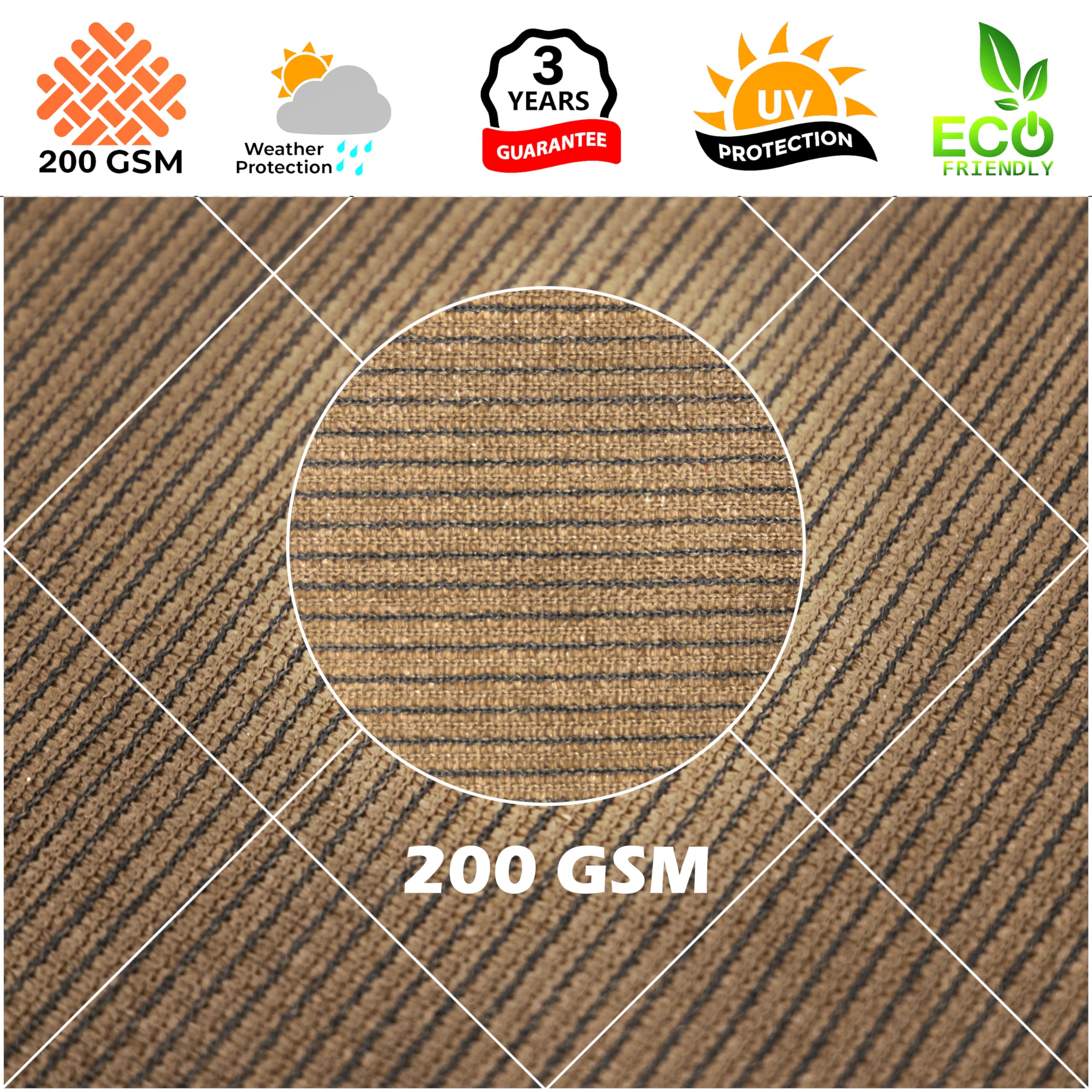 Royal Shade Triangle Sun Shade Sail showing reinforced seams