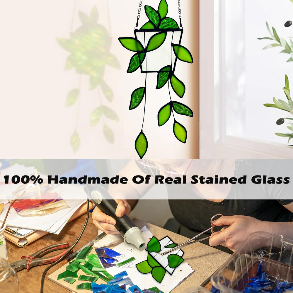 Royxen stained glass suncatcher displayed on a patio