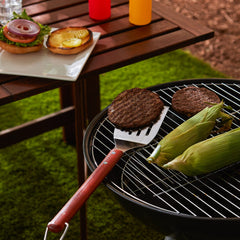 RSVP BBQ Grill Spatula handle close-up highlighting rosewood finish