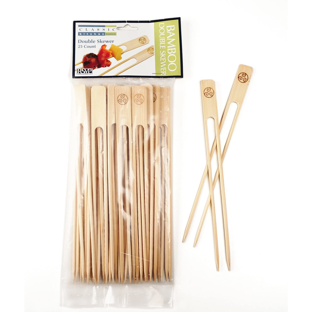 RSVP International Bamboo Barbecue Skewers, 9-inch double round pack