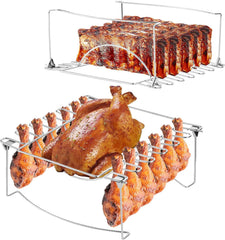 RTT 3-in-1 Rib Rack showing chicken leg slots and whole chicken holder