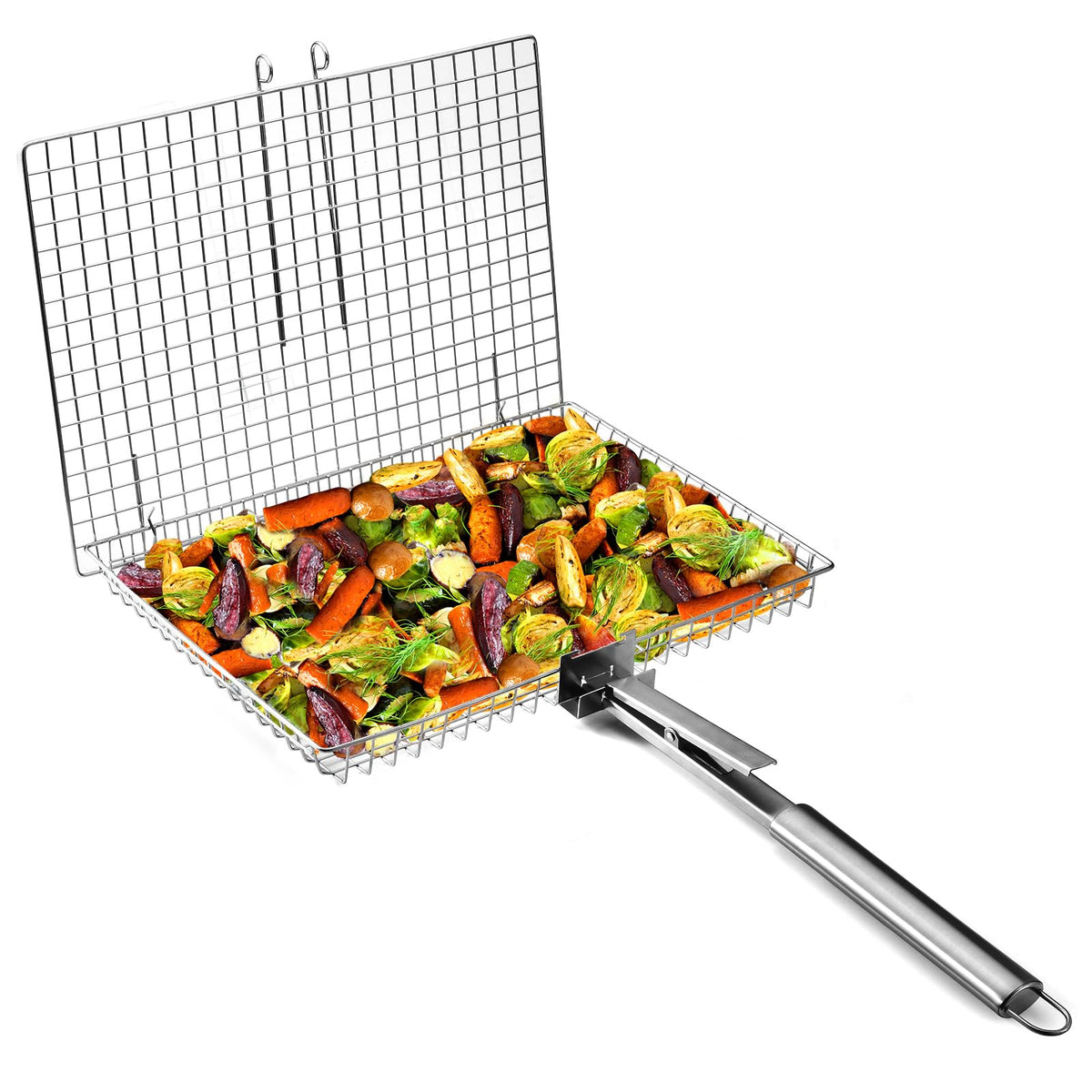 RTT Extra Large Grill Basket front view with detachable handle