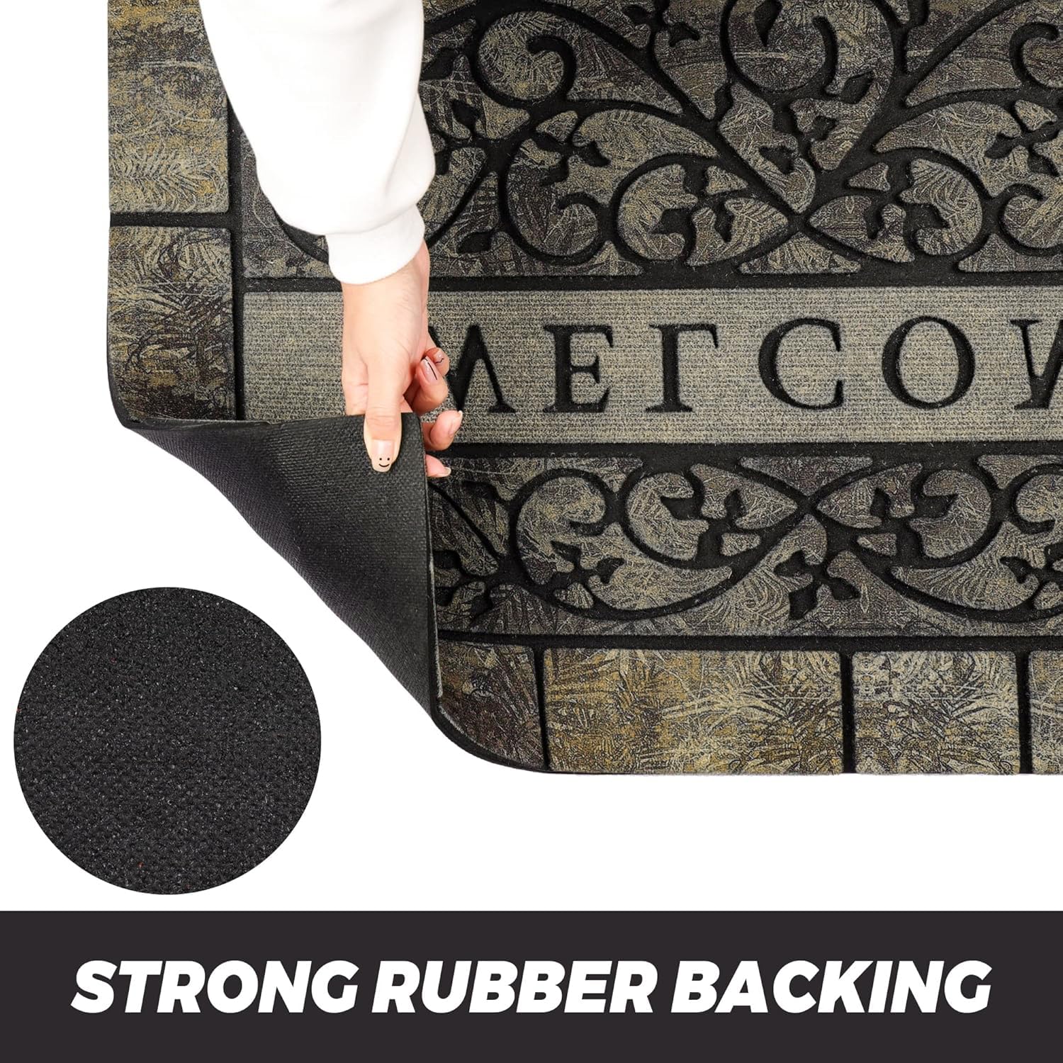 Rubber backing of MTOUOCK welcome mat ensuring non-slip